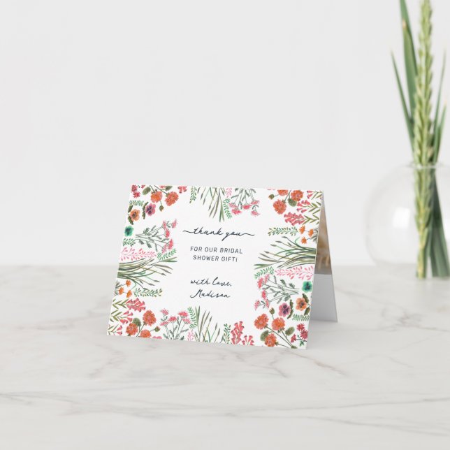 Cartão De Agradecimento Chá de Bebê de Noiva de Flores Silvestres (Frente)