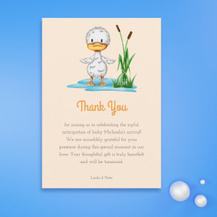 Cartão De Agradecimento Chá de Bebê de Pato Simples e Neutro em Gênero