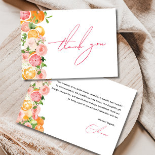 Cartão De Agradecimento Chá de Bebê de Tema Cítrico Main Squeeze