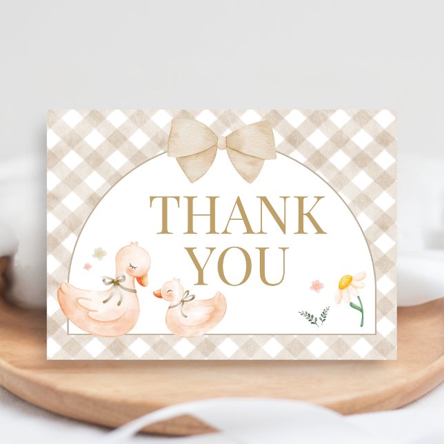 Cartão De Agradecimento Chá de Bebê do Ganso Xadrez Bobalhão (Silly Goose Baby Shower Thank You Card)