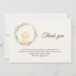 Cartão De Agradecimento Chá de Bebê do Golden Retriever Aquarela Flor Silv