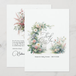 Cartão De Agradecimento Chá de Bebê do Jardim Floral Elegante
