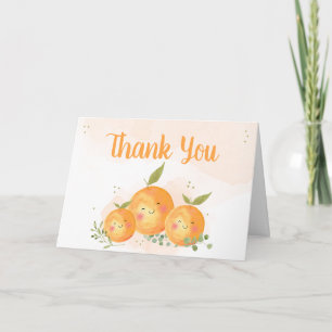 Cartão De Agradecimento Chá de Bebê do Laranja Little Cutie Citrus