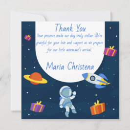 Cartão De Agradecimento Chá de Bebê do Pequeno Astronauta