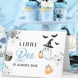 Cartão De Agradecimento Chá de Bebê do Pequeno Boo de Halloween Azul