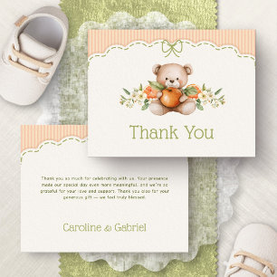 Cartão De Agradecimento Chá de Bebê do Ursinho Little Cutie Obrigado