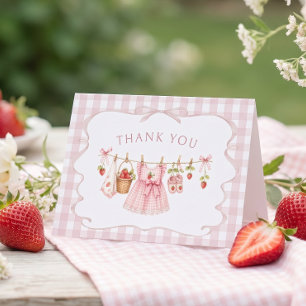 Cartão De Agradecimento Chá de Bebê Doce Morango Berry
