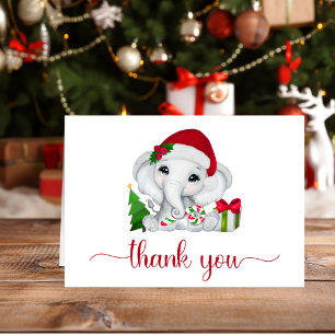 Cartão De Agradecimento Chá de Bebê Elefante Santa de Natal