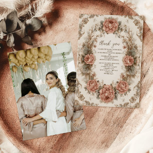Cartão De Agradecimento Chá de Bebê Elegância Real Vitoriana Fotografia