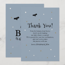 Cartão De Agradecimento Chá de Bebê Fantasma Little Boo Blue no Halloween