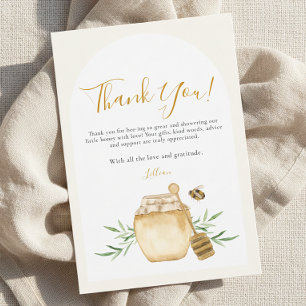 Cartão De Agradecimento Chá de Bebê Flat Little Honey Soft Watercolor Bee