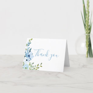 Cartão De Agradecimento Chá de Bebê Floral Azul
