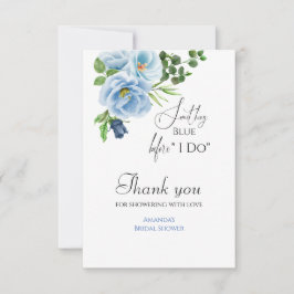 Cartão De Agradecimento Chá de Bebê Floral Azul Elegante