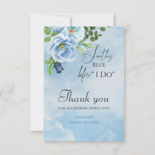 Cartão De Agradecimento Chá de Bebê Floral Azul Elegante