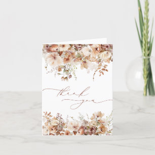 Cartão De Agradecimento Chá de Bebê Floral Boho Outono em Aquarela