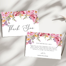 Cartão De Agradecimento Chá de Bebê Floral com Peônias Rosa Moderno