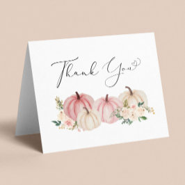 Cartão De Agradecimento Chá de Bebê Floral da Abóbora