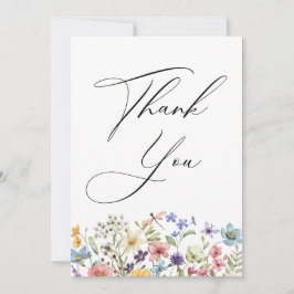 Cartão De Agradecimento Chá de Bebê Floral de Flores Silvestres Coloridas 