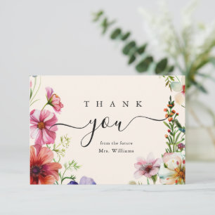 Cartão De Agradecimento Chá de Bebê Floral Elegante de Flores Silvestres