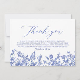 Cartão De Agradecimento Chá de Bebê Floral em Azul Poeirento Elegante