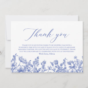 Cartão De Agradecimento Chá de Bebê Floral em Azul Poeirento Elegante