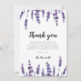 Cartão De Agradecimento Chá de Bebê floral lavanda elegante