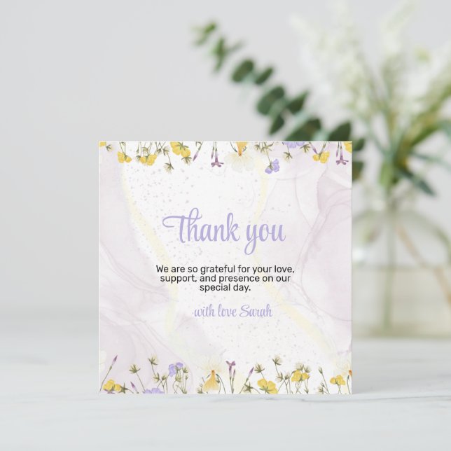 Cartão De Agradecimento Chá de Bebê Floral Primavera Rústica (Em pé/Frente)