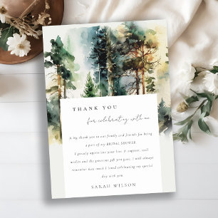 Cartão De Agradecimento Chá de Bebê Floresta Elegante de Aquarela
