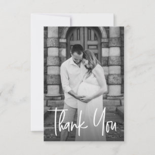 Cartão De Agradecimento Chá de Bebê Foto Personalizada Pequena Escrita Mod