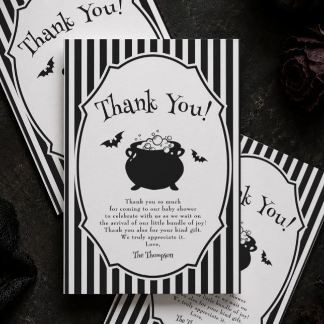 Cartão De Agradecimento Chá de Bebê Gótico de Halloween Baby Brewing (Criador carregado)