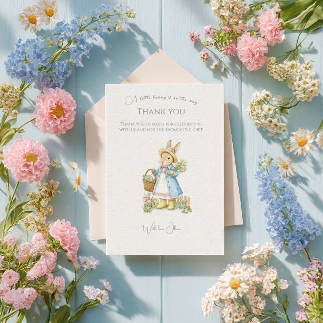 Cartão De Agradecimento Chá de Bebê Jardim do Peter Rabbit (Criador carregado)