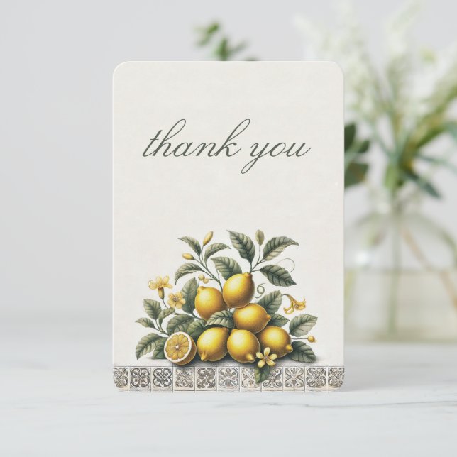 Cartão De Agradecimento Chá de Bebê La Dolce Lemons (Em pé/Frente)