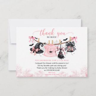 Cartão De Agradecimento Chá de Bebê Little Boo Rosa de Halloween