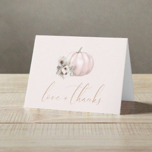 Cartão De Agradecimento Chá de Bebê Menina Little Pumpkin Fall Obrigado