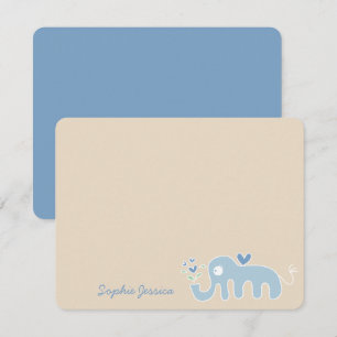 Cartão De Agradecimento Chá de Bebê Menino Amor Elefante Azul Caprichoso F