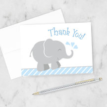 Chá de Bebê Menino Elefante Cinza Azul Moderno
