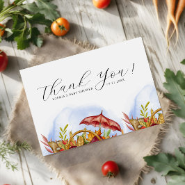 Cartão De Agradecimento Chá de Bebê Moderno com Produtos Localmente Cultiv