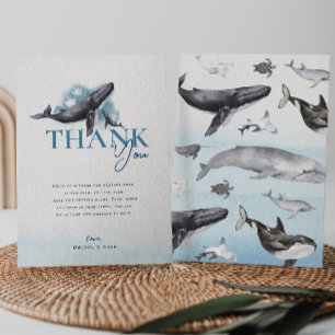 Cartão De Agradecimento Chá de Bebê Moderno Rústico Oceano Flat Vertical