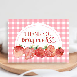 Cartão De Agradecimento Chá de Bebê Morango Doce Berry