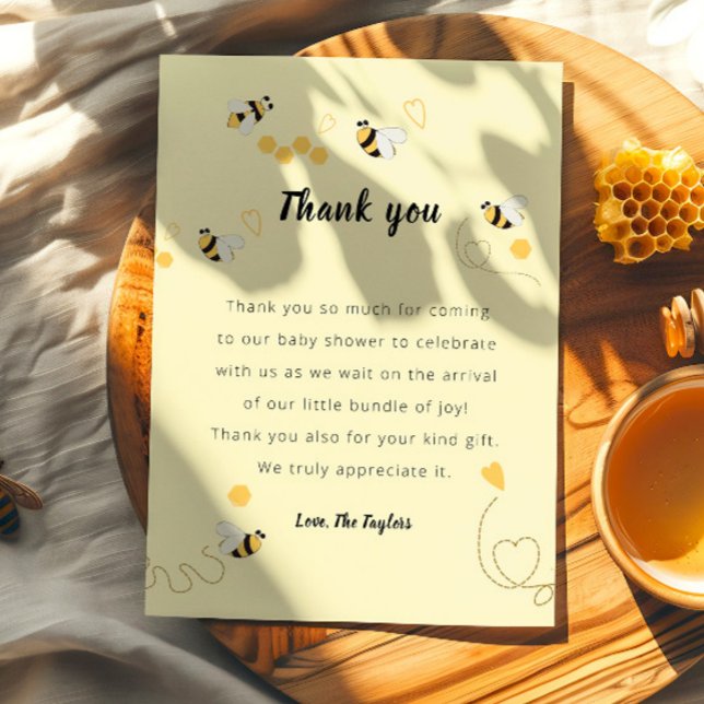 Cartão De Agradecimento Chá de Bebê Neutro Bumblebee Honey (Criador carregado)