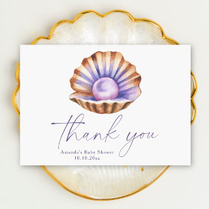 Cartão De Agradecimento Chá de Bebê Ocean Little Pearl Obrigado