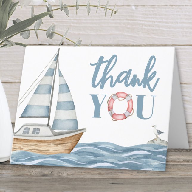 Cartão De Agradecimento Chá de Bebê Oceano Náutico (Nautical Ocean Baby Shower Thank You Card )