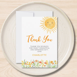 Cartão De Agradecimento Chá de Bebê Pequeno Raio de Sol