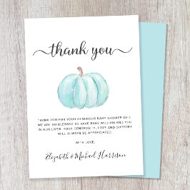 Cartão De Agradecimento Chá de Bebê Pumpkin Azul