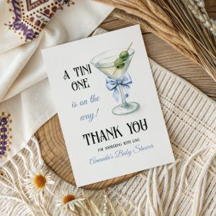 Cartão De Agradecimento Chá de Bebê Retro A Tini One Martini Arco Azul Men