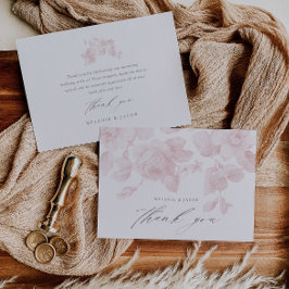 Cartão De Agradecimento Chá de Bebê Rosa de Letra Floral Elegante