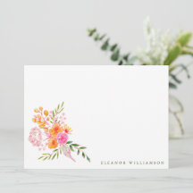 Chá de Bebê Rosa Laranja Floral Aquarela Fofo