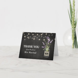 Cartão De Agradecimento Chá de Bebê Rustic Lavender Lights Obrigada