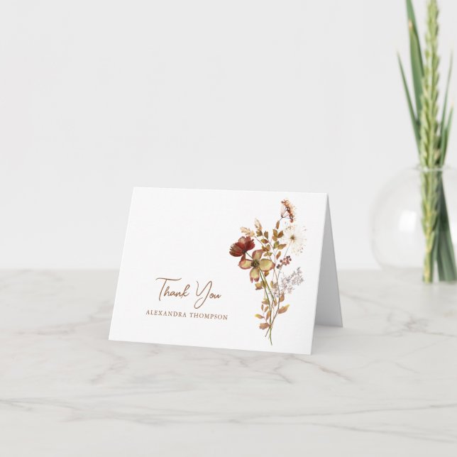 Cartão De Agradecimento Chá de Bebê Rústico Boho Terroso Botânico (Frente)