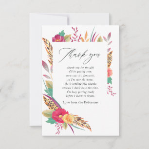 Cartão De Agradecimento Chá de Bebê Safari Floral em Aquarela